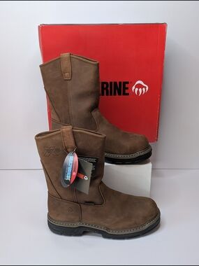 Wolverine Multishox Marauder Well W02165 ATSM Men's 9 Brown Steel Toe Work Bo